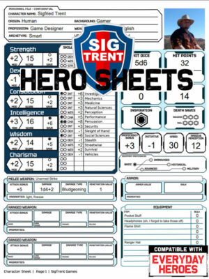 SigTrent's Hero Sheets for Everyday Heroes